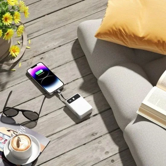 Zlos 20000mAh LB20 Power Bank 22.5W With Built-In Cables - White
